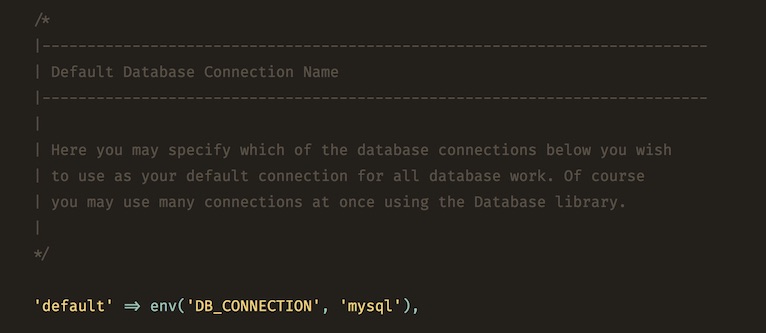 Laravel Database Configuation